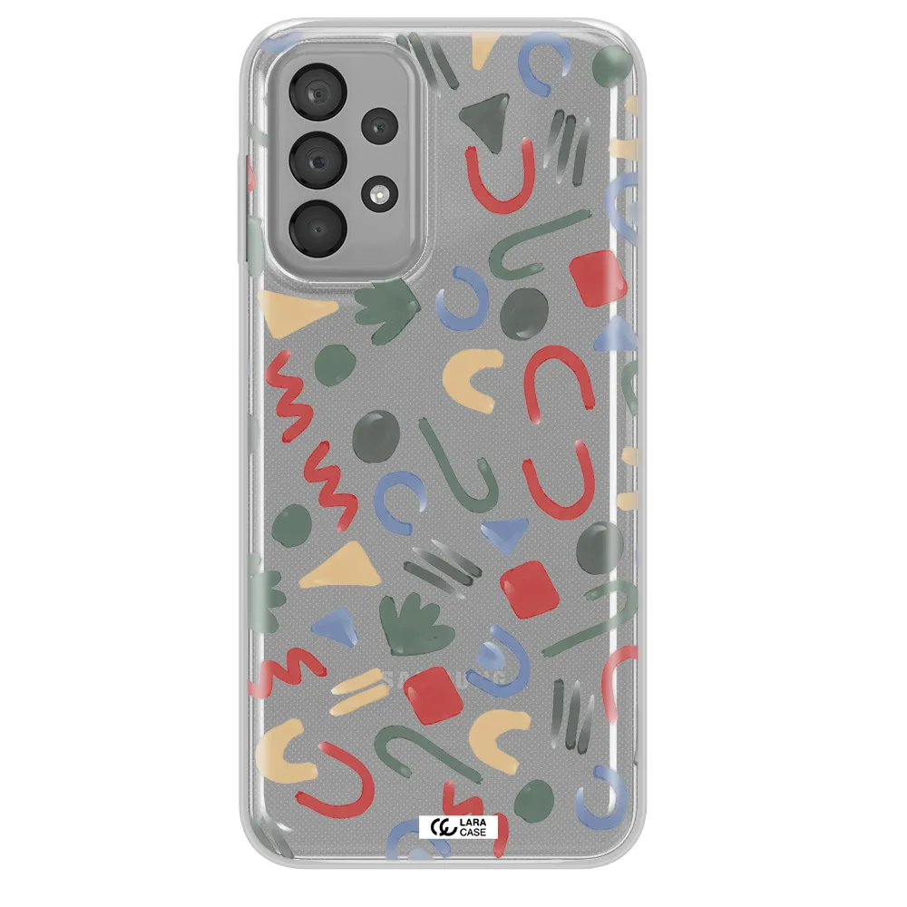 a pattern of colorful shapes Samsung A23 Clear TPU Case