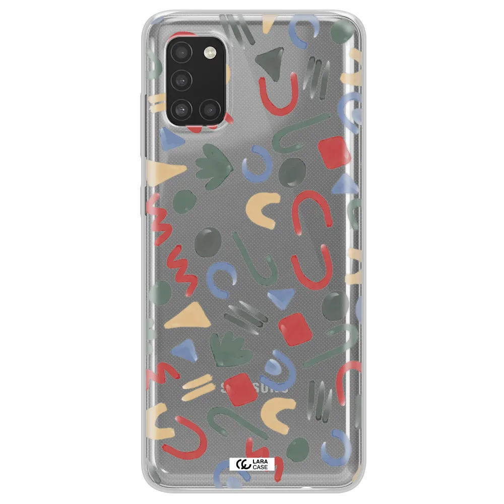 a pattern of colorful shapes Samsung A31 Clear TPU Case
