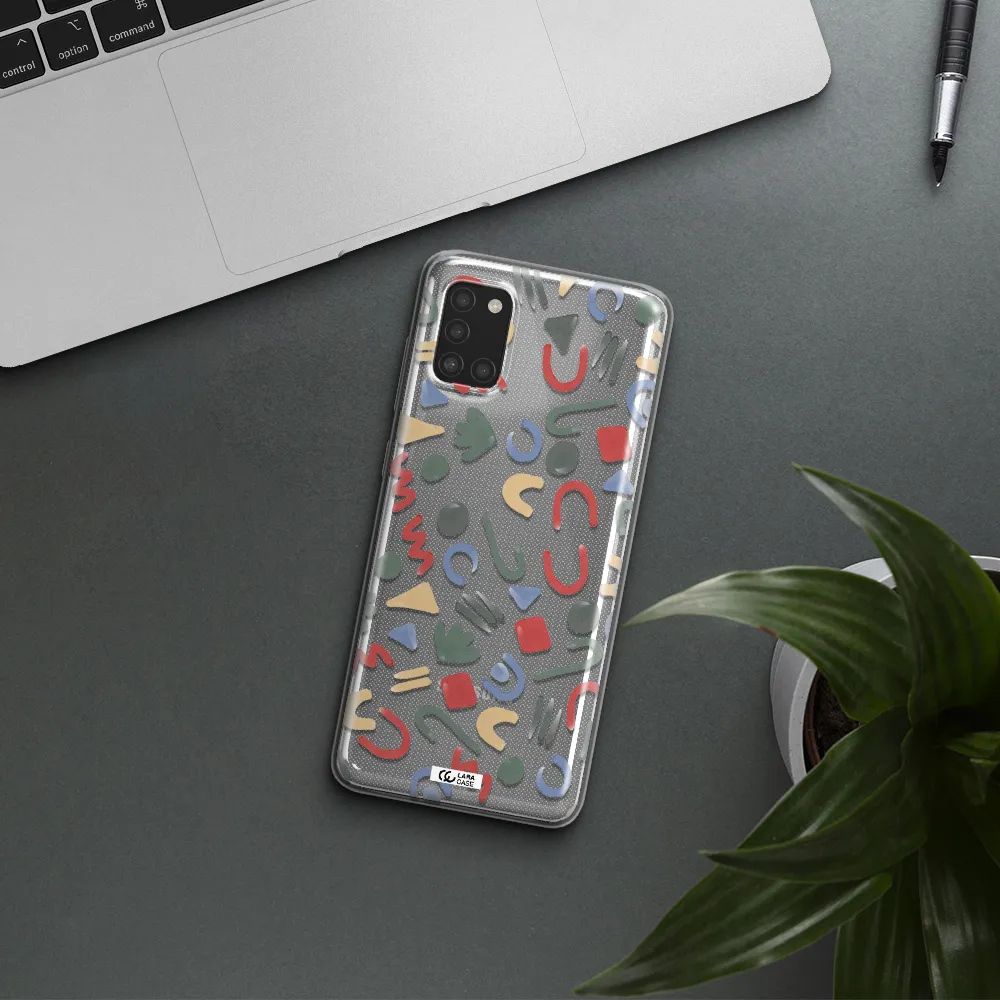 a pattern of colorful shapes Samsung A31 Clear TPU Case