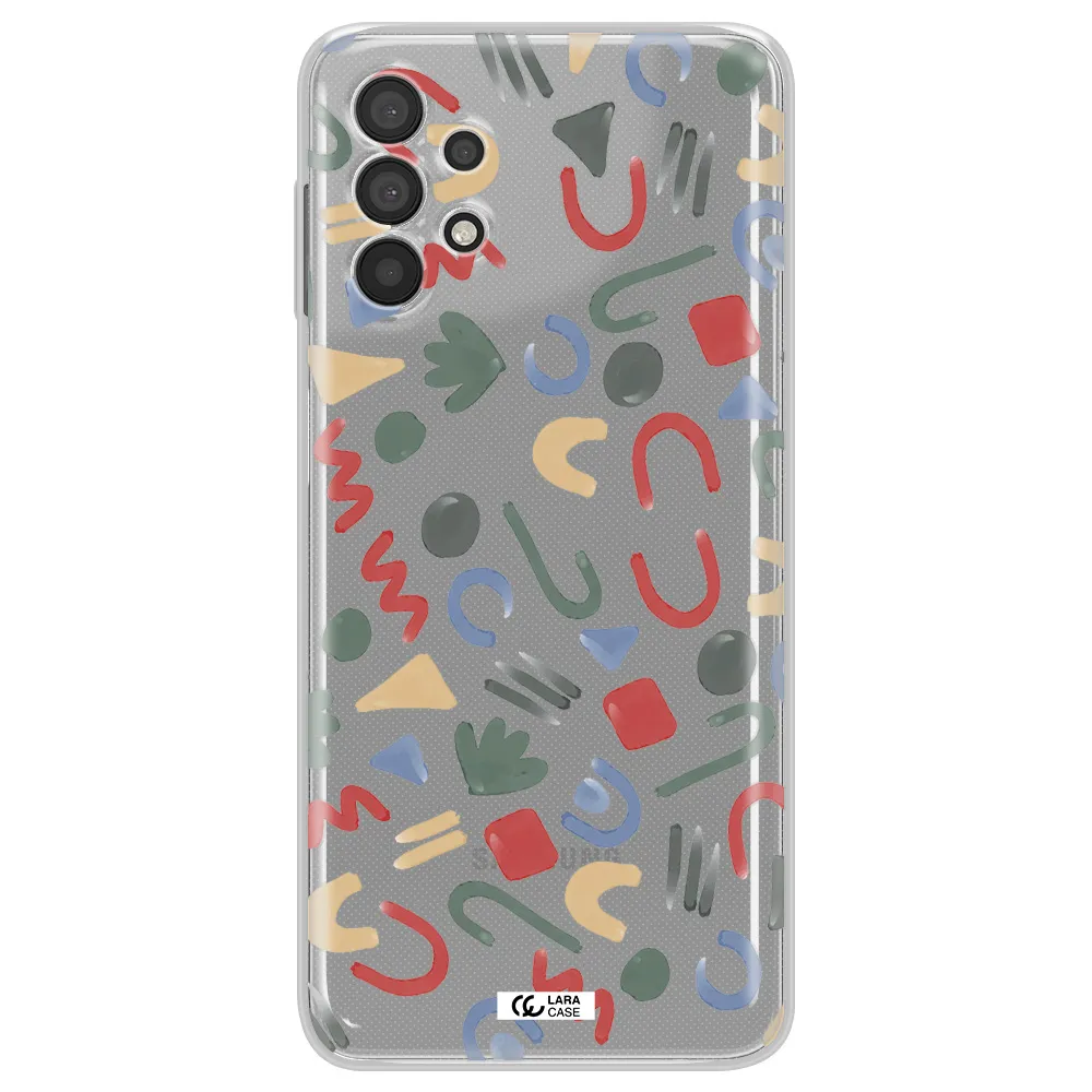 a pattern of colorful shapes Samsung A32 Clear TPU Case