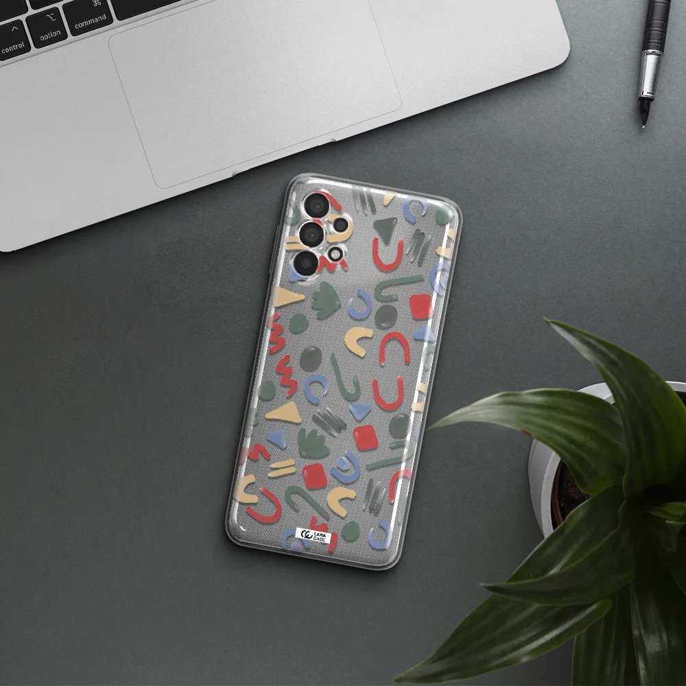 a pattern of colorful shapes Samsung A32 Clear TPU Case
