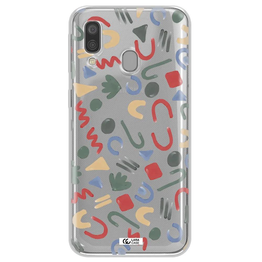 a pattern of colorful shapes Samsung A40 Clear TPU Case