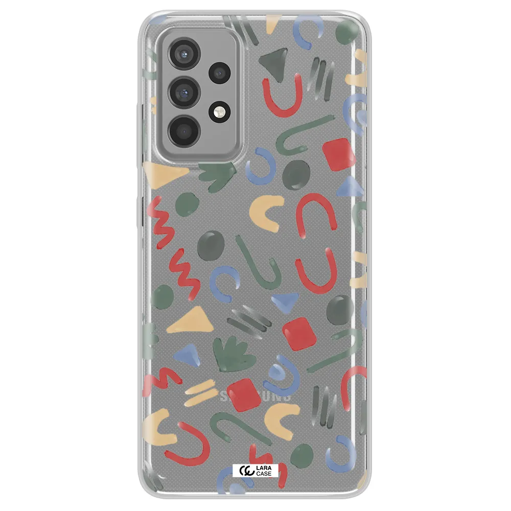 a pattern of colorful shapes Samsung A52 Clear TPU Case