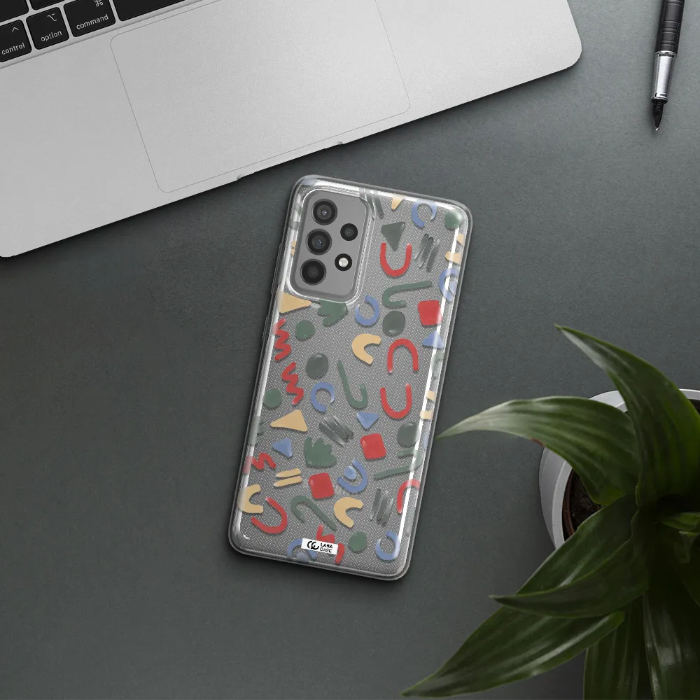 a pattern of colorful shapes Samsung A52 Clear TPU Case
