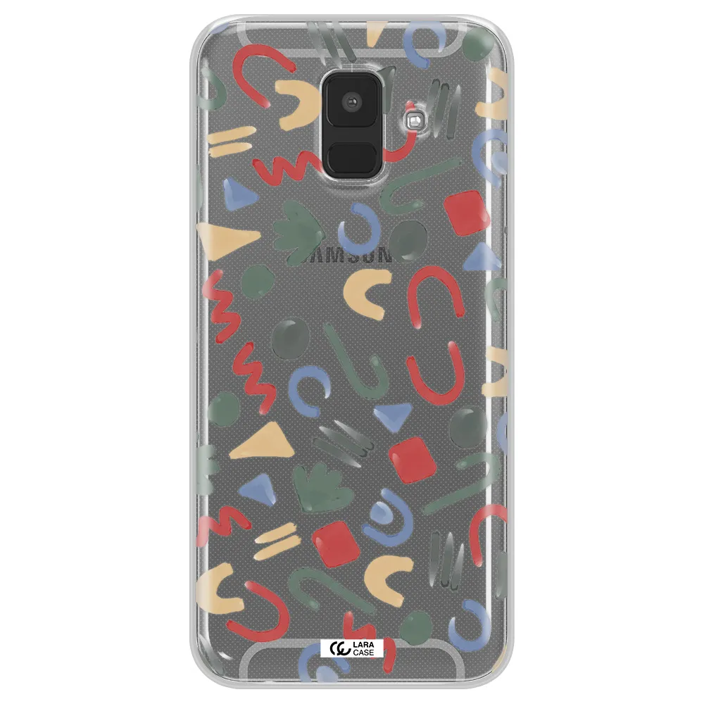 a pattern of colorful shapes Samsung A6 Clear TPU Case