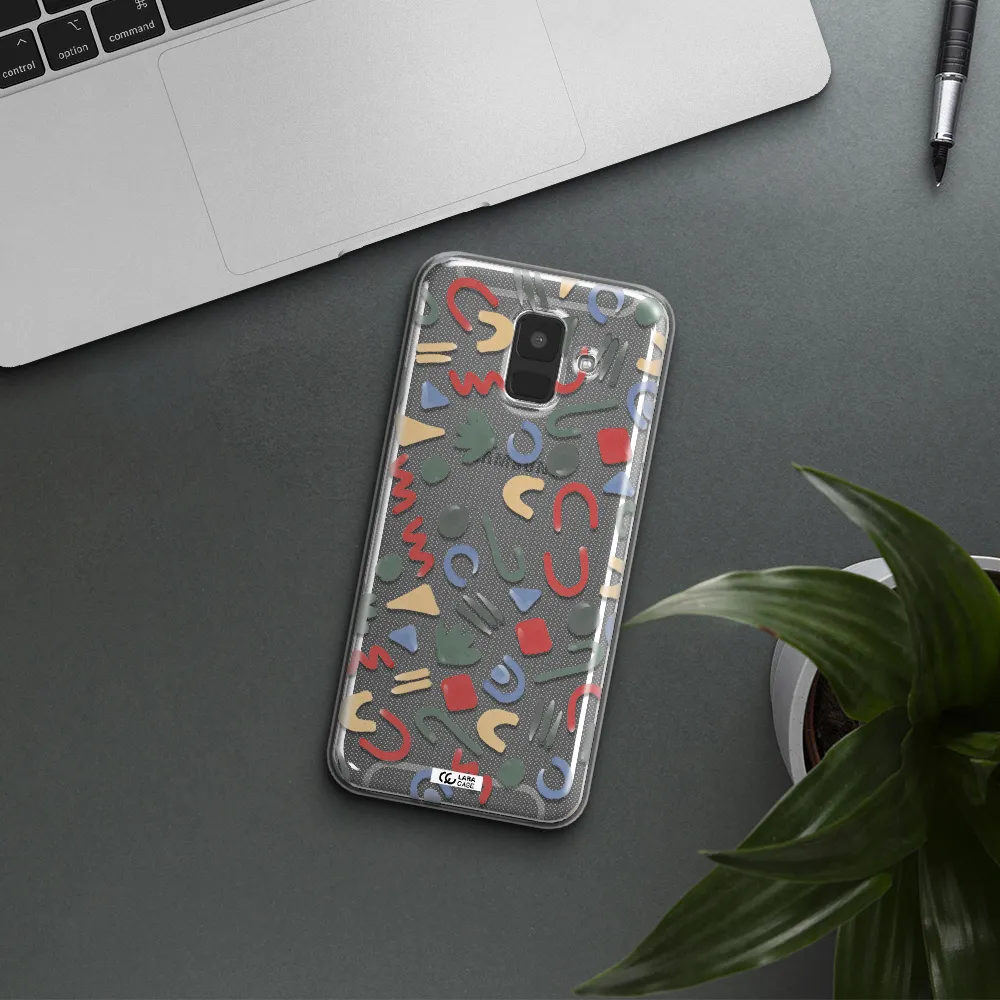 a pattern of colorful shapes Samsung A6 Clear TPU Case