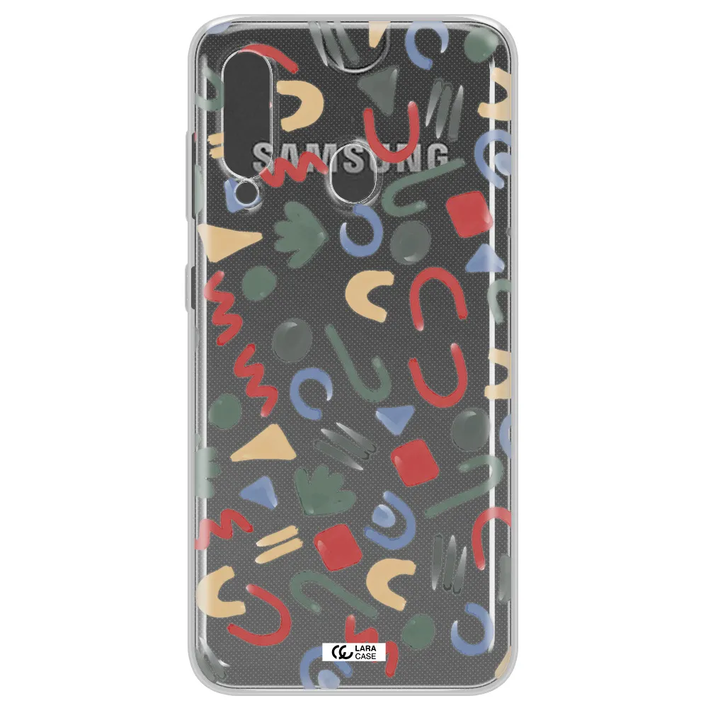 a pattern of colorful shapes Samsung A60 Clear TPU Case
