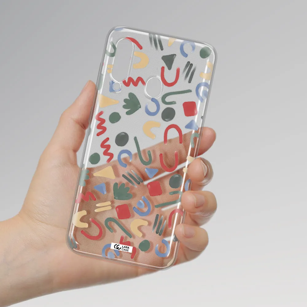 a pattern of colorful shapes Samsung A60 Clear TPU Case
