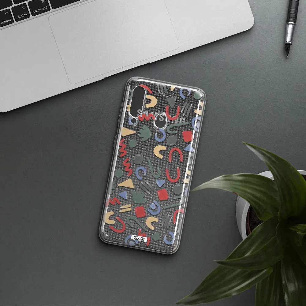 a pattern of colorful shapes Samsung A60 Clear TPU Case