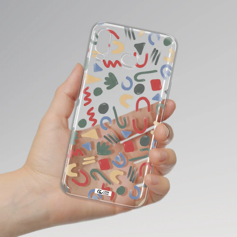 a pattern of colorful shapes Samsung A6S Clear TPU Case