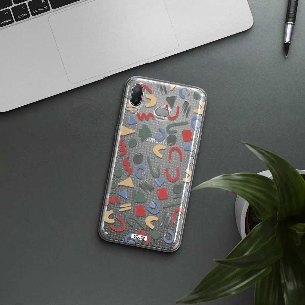 a pattern of colorful shapes Samsung A6S Clear TPU Case