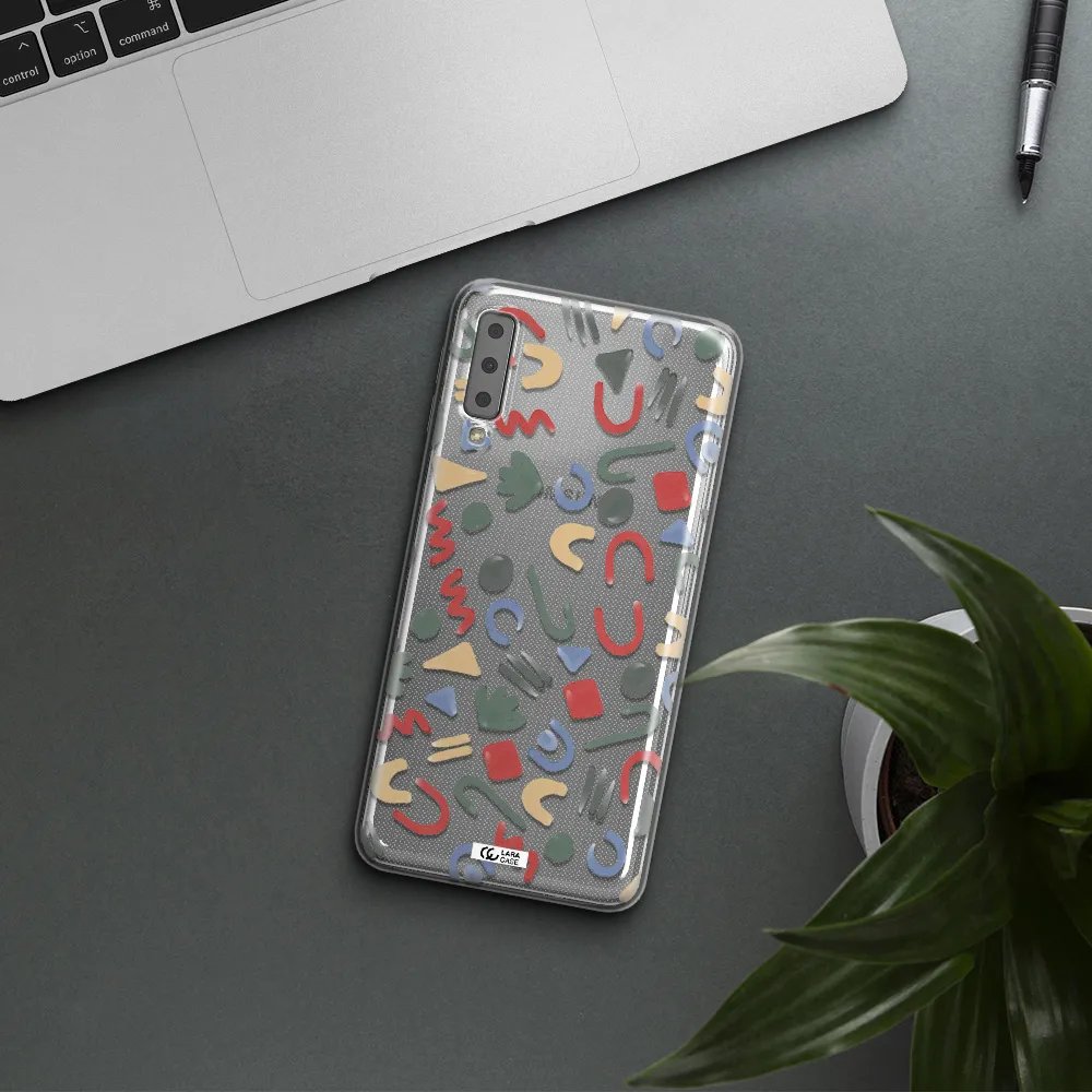 a pattern of colorful shapes Samsung A7 2018 Clear TPU Case