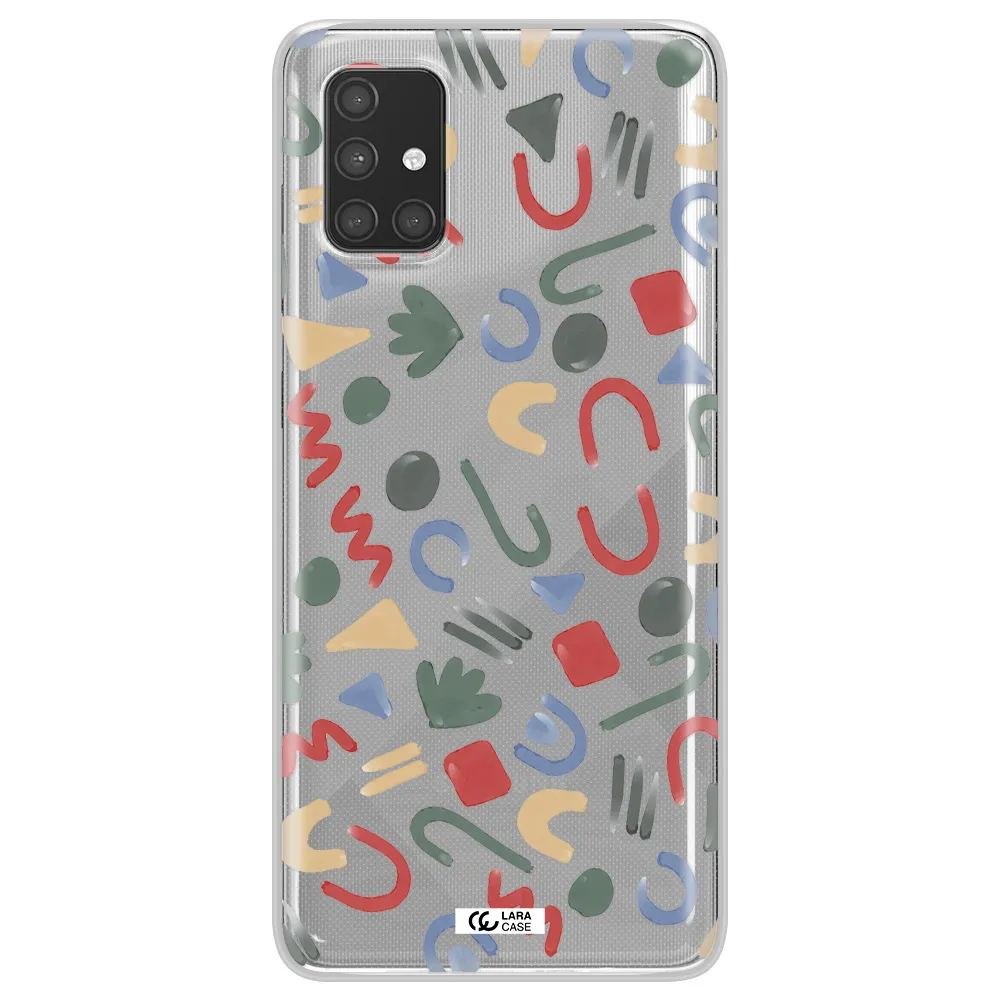 a pattern of colorful shapes Samsung A71 Clear TPU Case