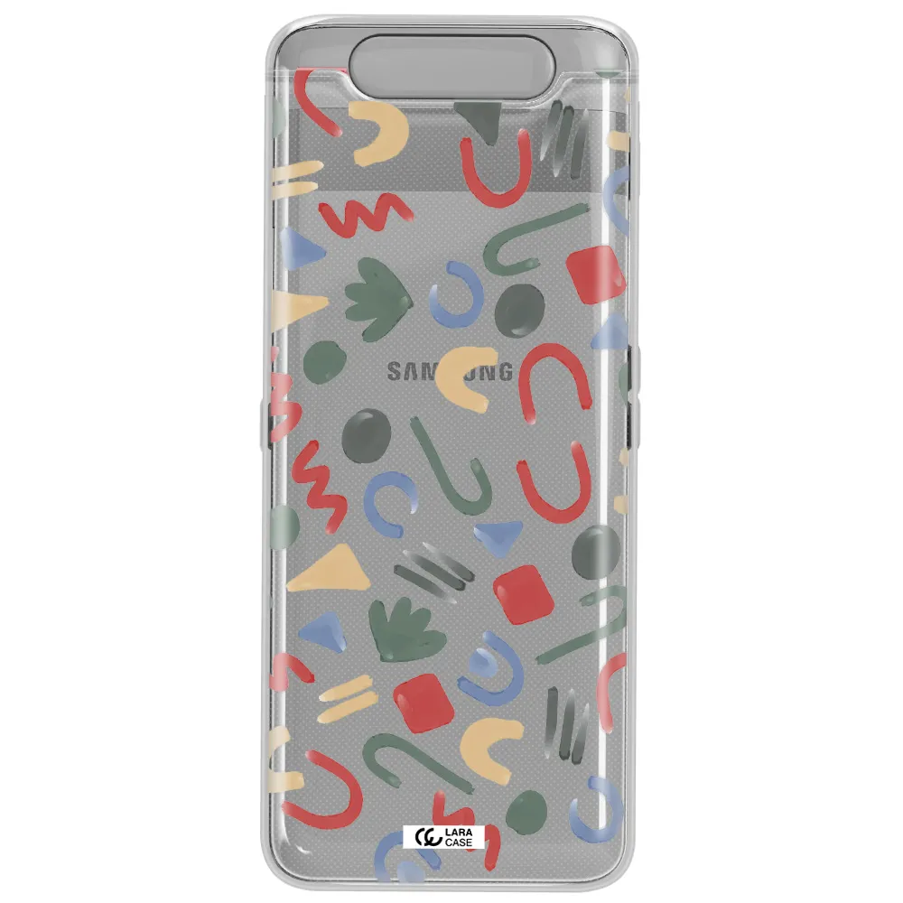 a pattern of colorful shapes Samsung A80 Clear TPU Case