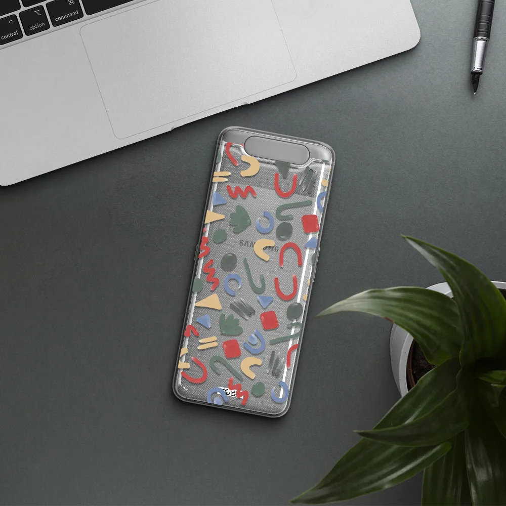 a pattern of colorful shapes Samsung A80 Clear TPU Case