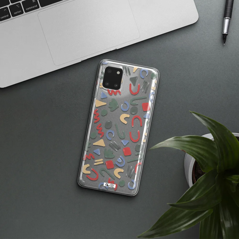 a pattern of colorful shapes Samsung A81 Clear TPU Case