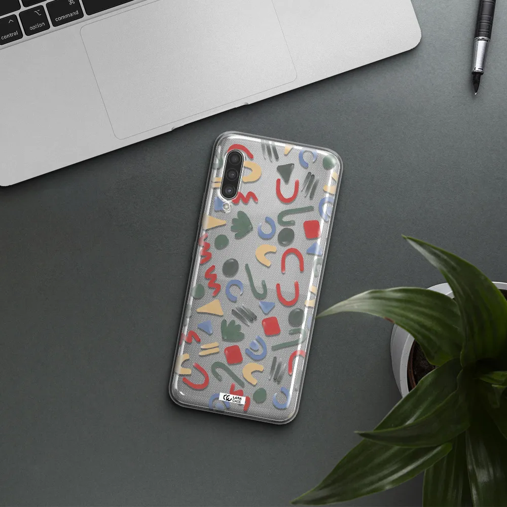 a pattern of colorful shapes Samsung A90 Clear TPU Case