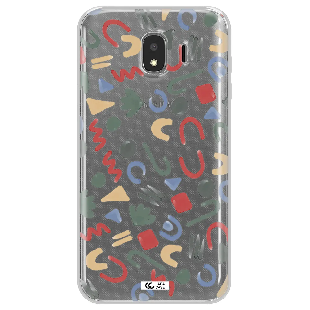 a pattern of colorful shapes Samsung J4 Clear TPU Case