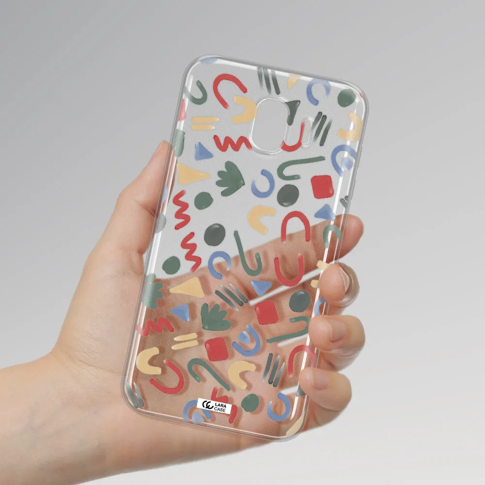 a pattern of colorful shapes Samsung J4 Clear TPU Case