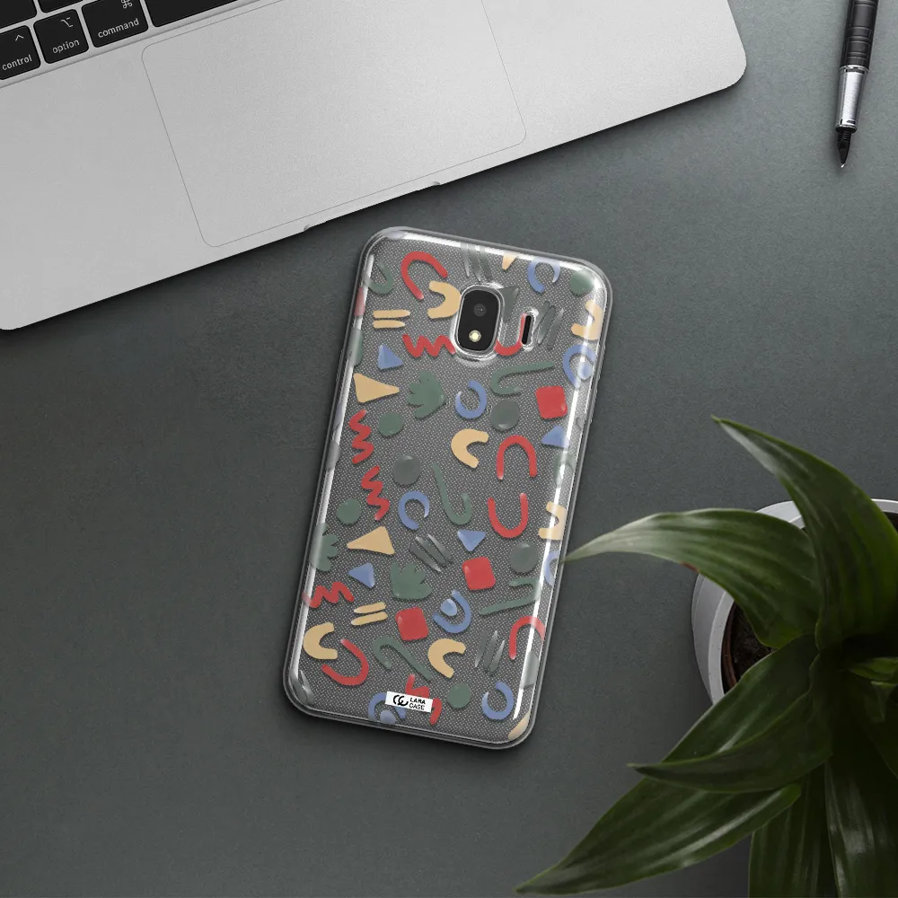 a pattern of colorful shapes Samsung J4 Clear TPU Case