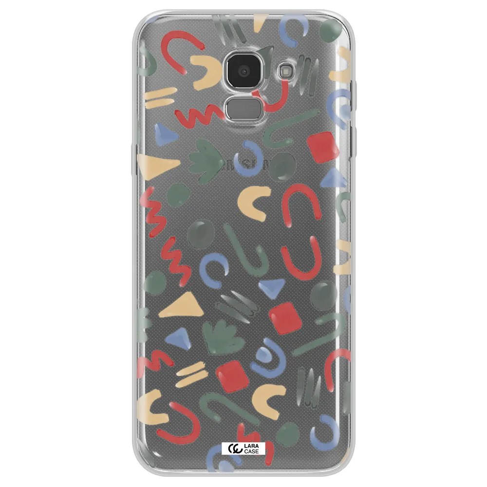 a pattern of colorful shapes Samsung J6 Clear TPU Case