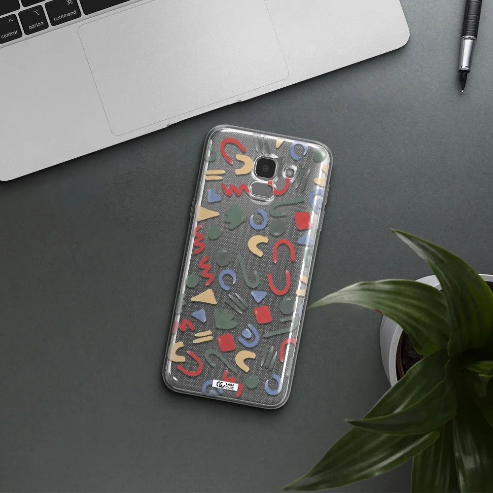 a pattern of colorful shapes Samsung J6 Clear TPU Case