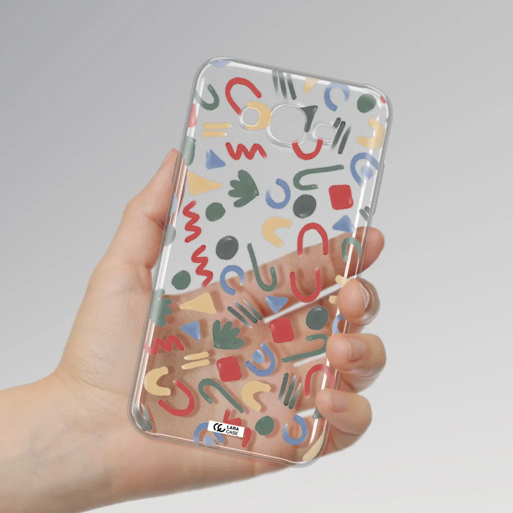 a pattern of colorful shapes Samsung J7 Core Clear TPU Case