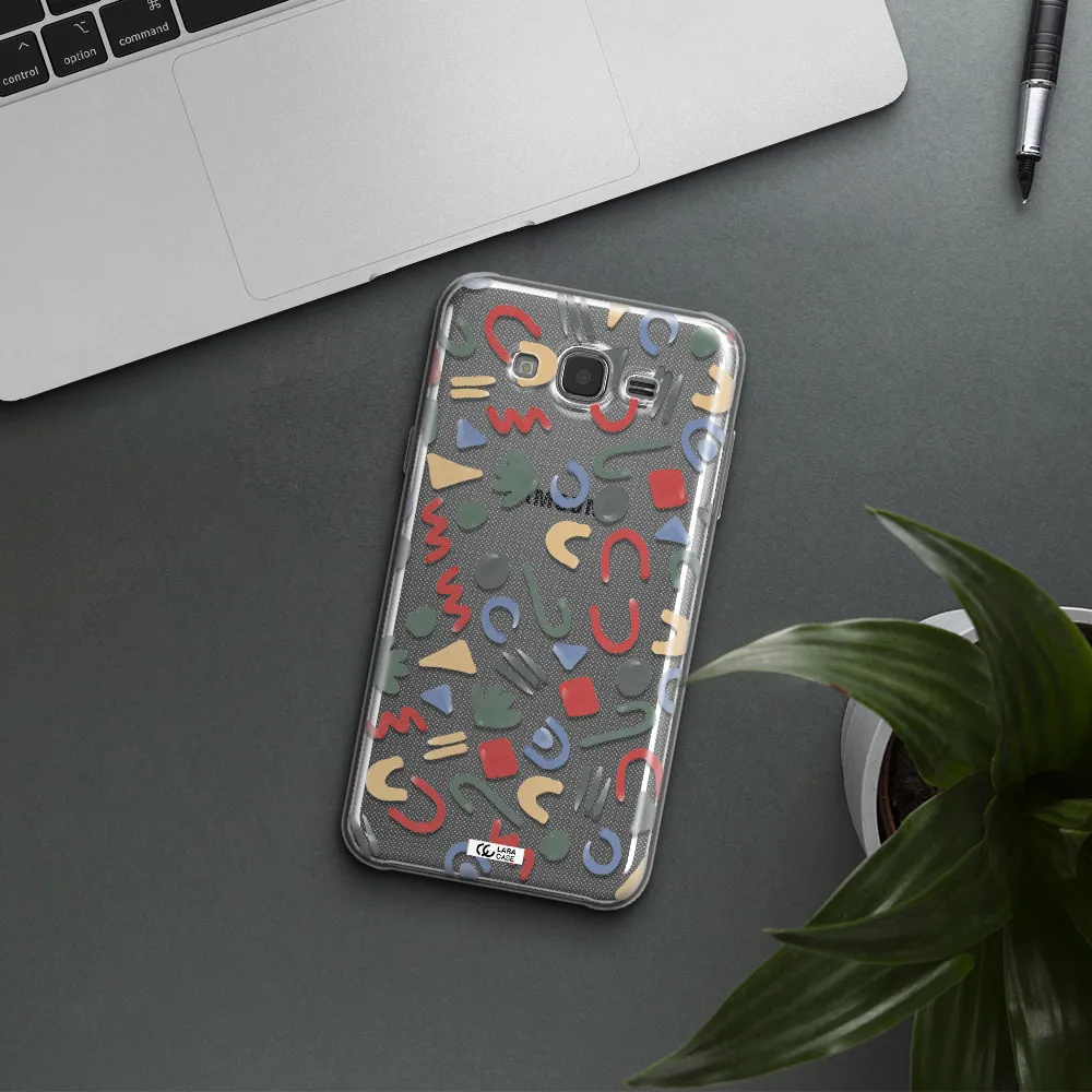 a pattern of colorful shapes Samsung J7 Core Clear TPU Case