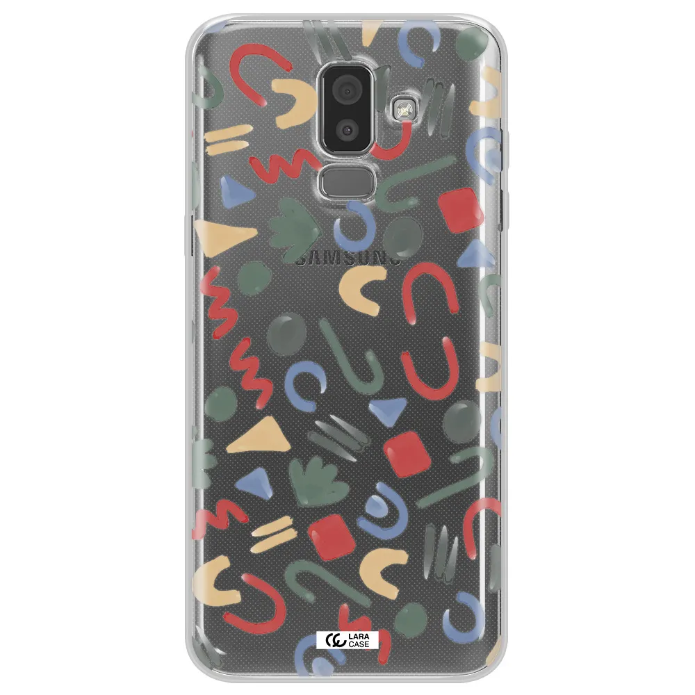 a pattern of colorful shapes Samsung J8 Clear TPU Case