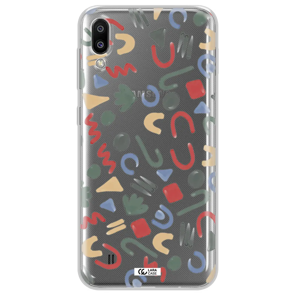 a pattern of colorful shapes Samsung M10 Clear TPU Case