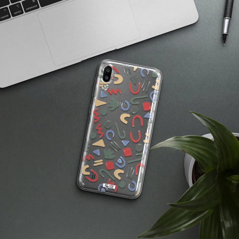 a pattern of colorful shapes Samsung M10 Clear TPU Case