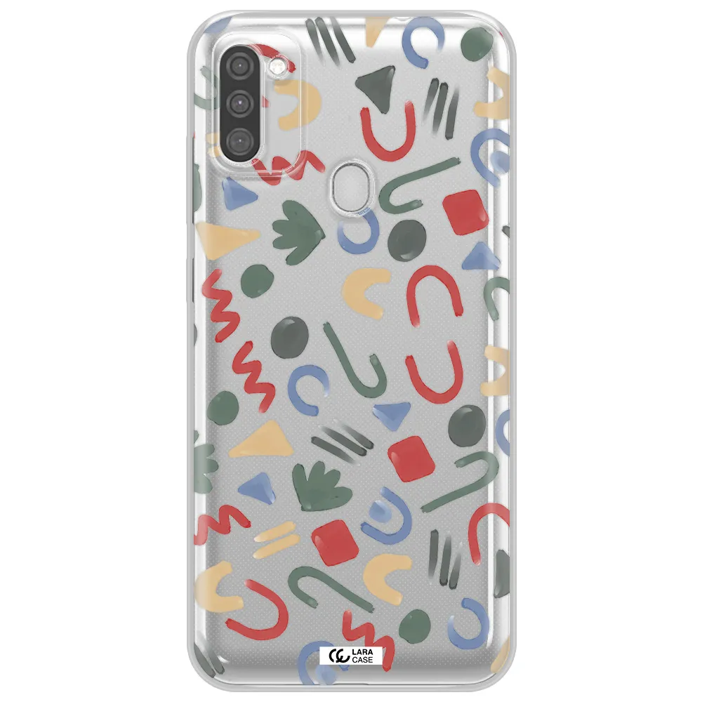 a pattern of colorful shapes Samsung M11 Clear TPU Case