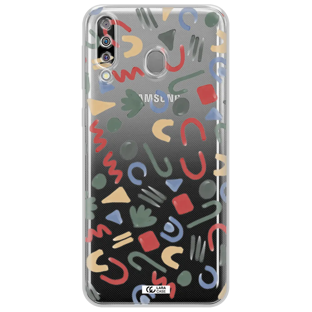a pattern of colorful shapes Samsung M30 Clear TPU Case