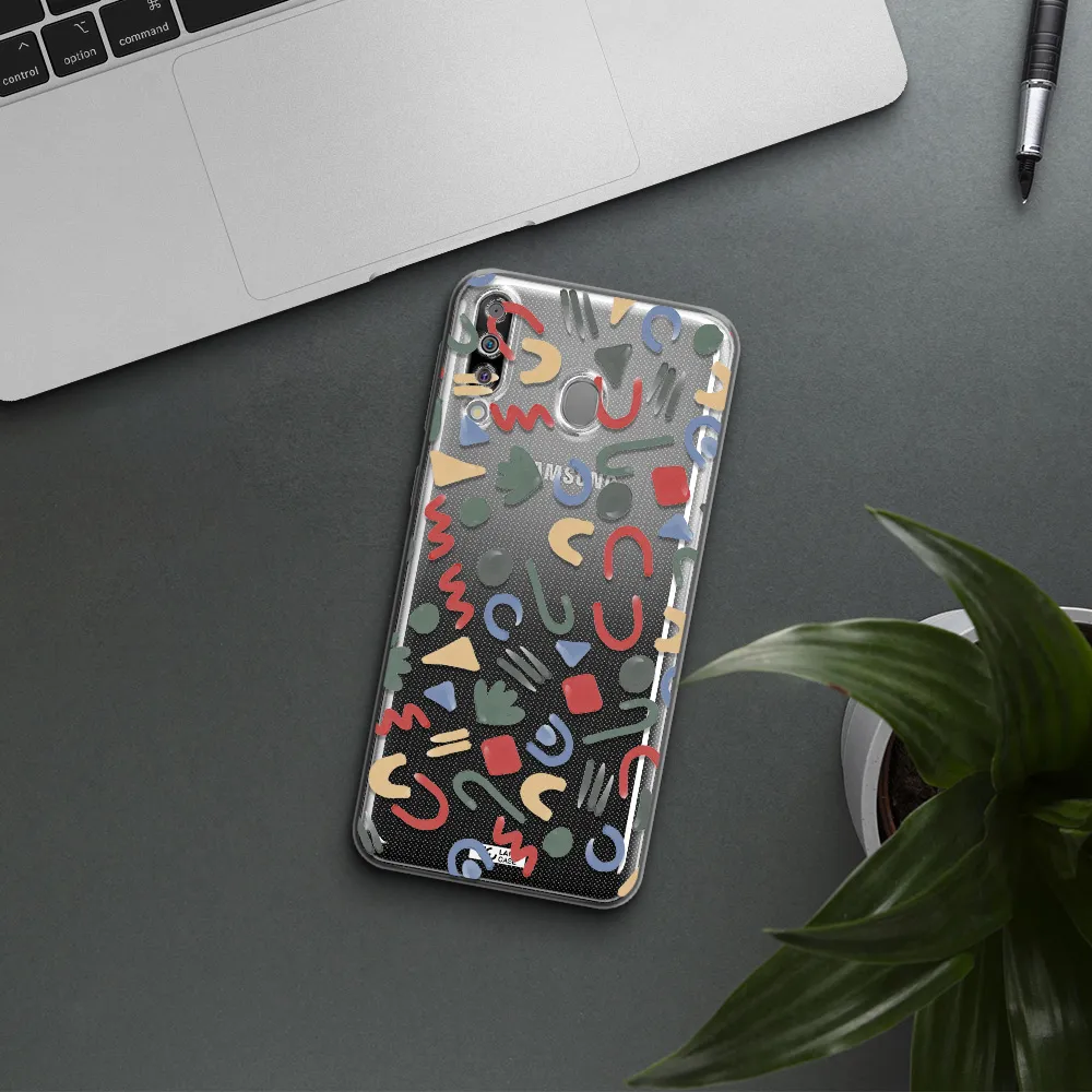a pattern of colorful shapes Samsung M30 Clear TPU Case