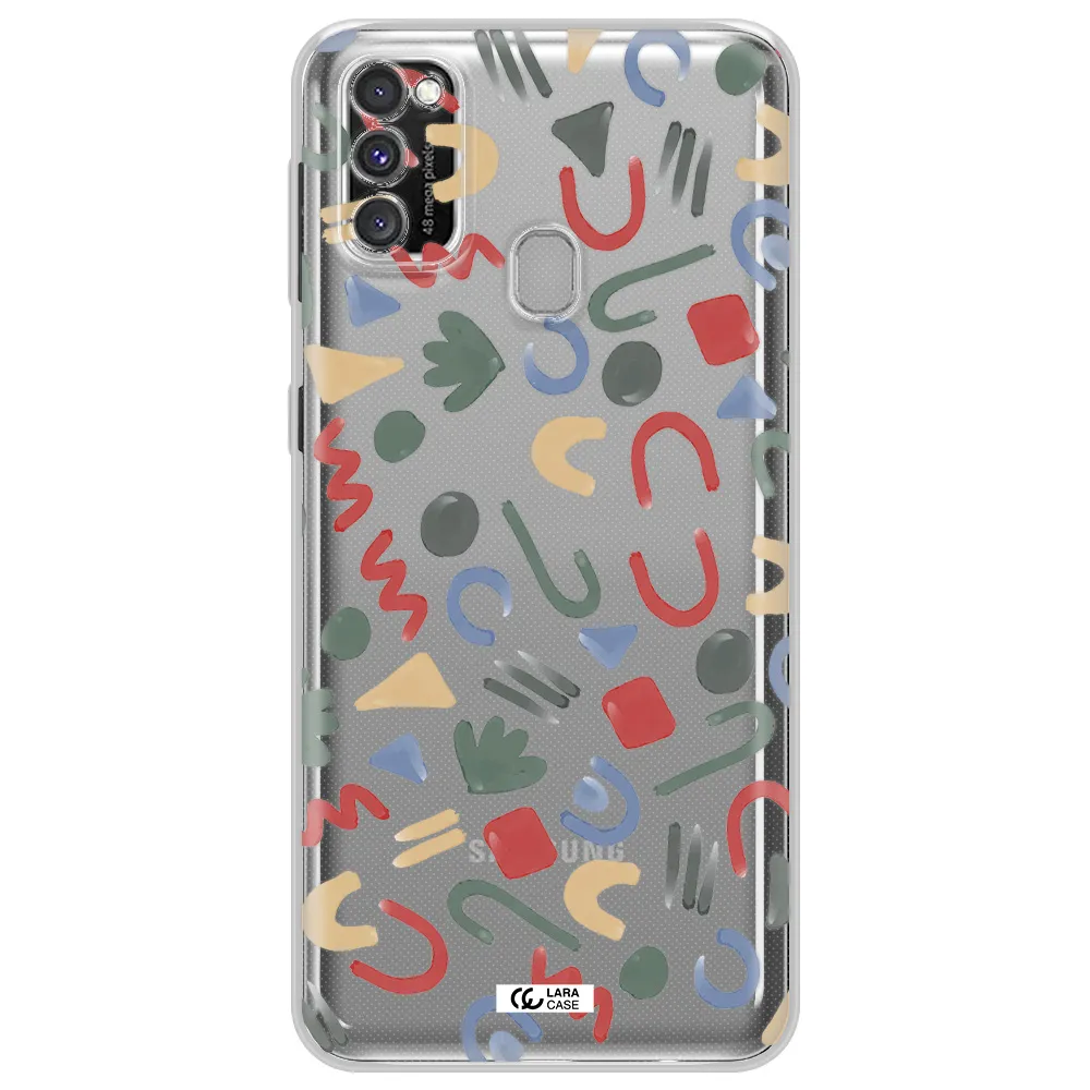 a pattern of colorful shapes Samsung M30S Clear TPU Case