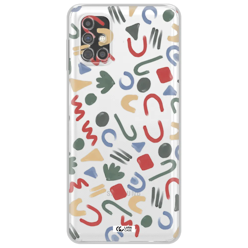 a pattern of colorful shapes Samsung M31S Clear TPU Case