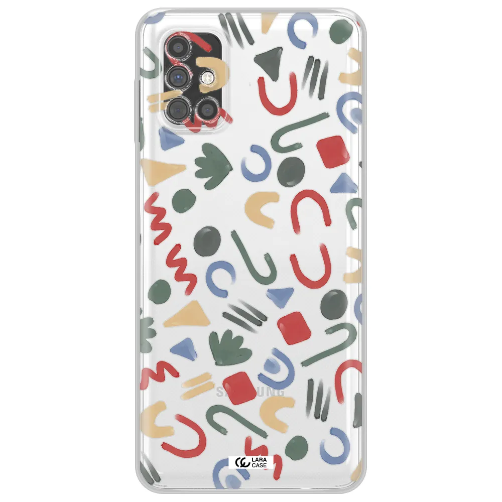 a pattern of colorful shapes Samsung M51 Clear TPU Case