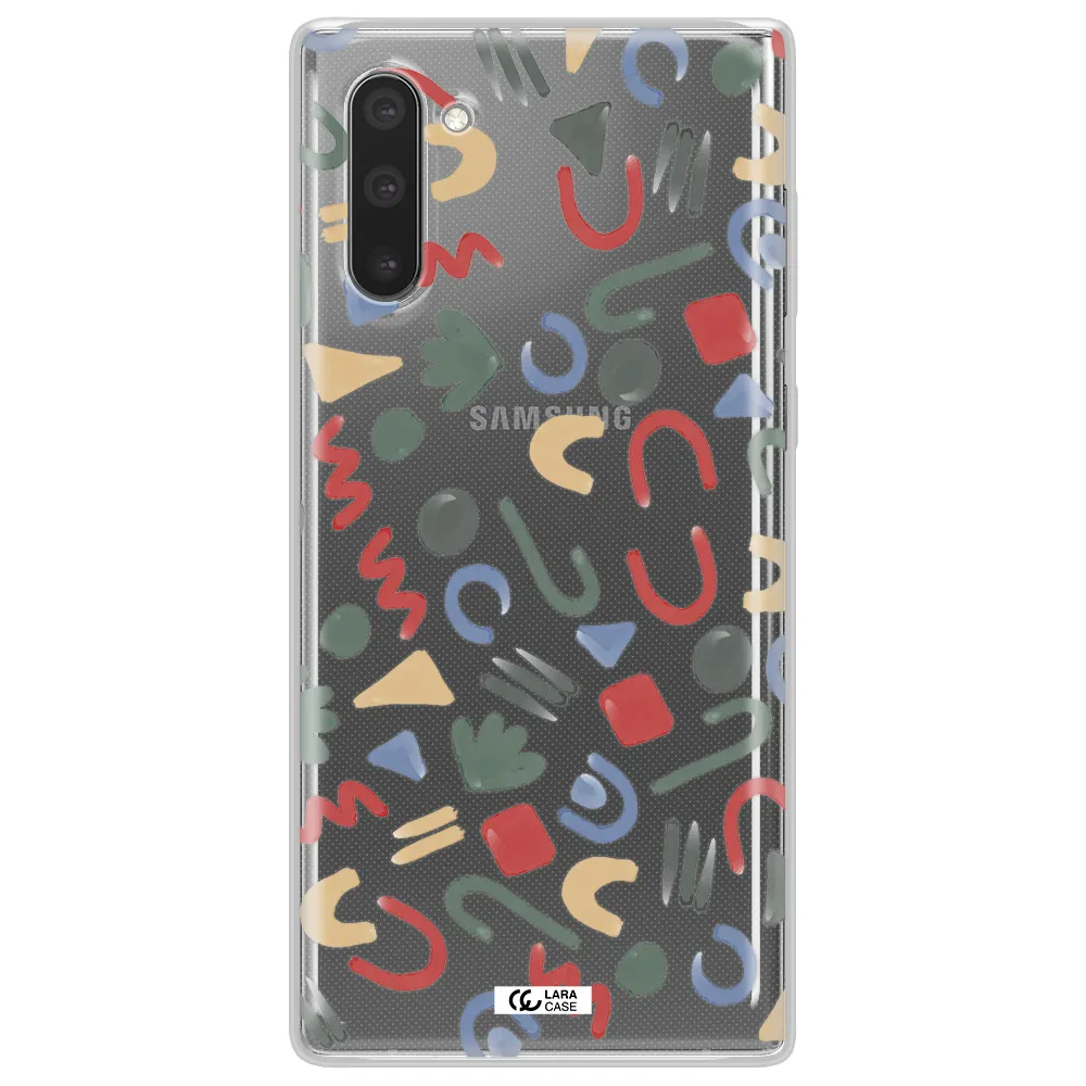 a pattern of colorful shapes Samsung Note 10 Clear TPU Case