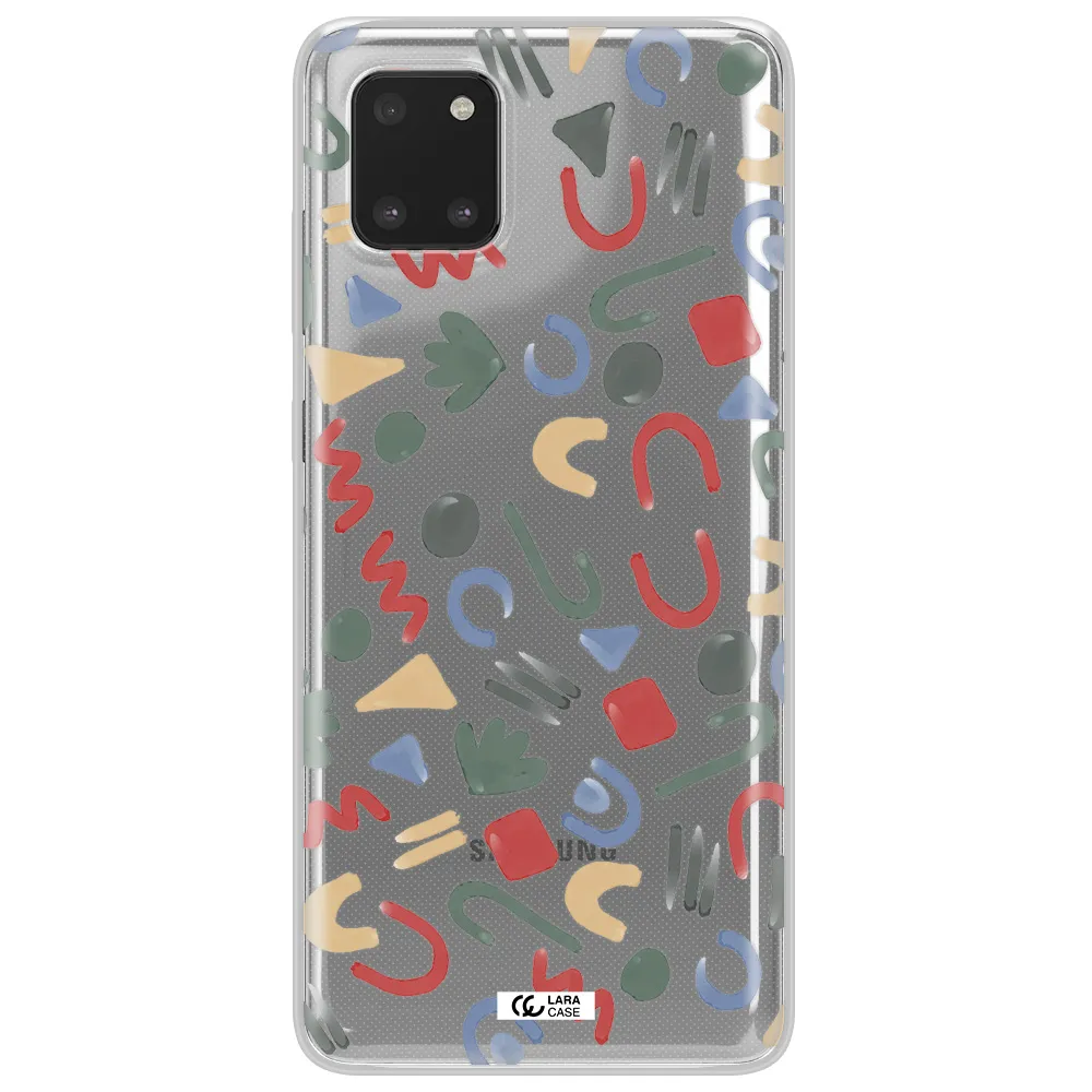a pattern of colorful shapes Samsung Note 10 Lite Clear TPU Case