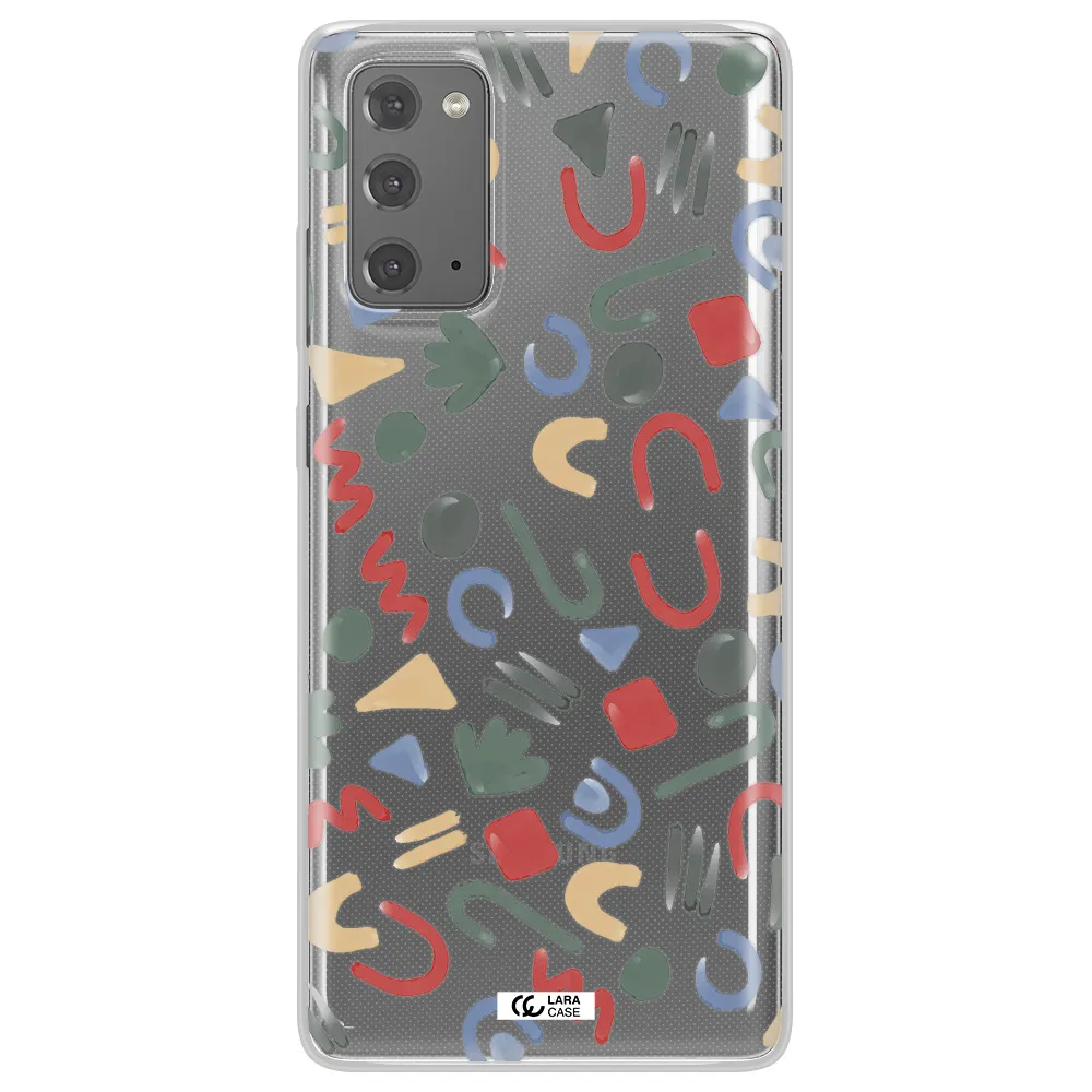 a pattern of colorful shapes Samsung Note 20 Clear TPU Case