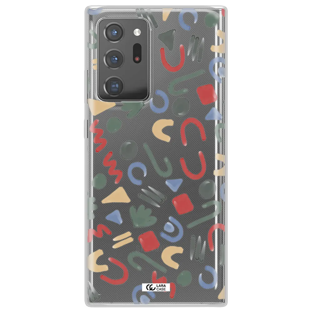 a pattern of colorful shapes Samsung Note 20 Ultra Clear TPU Case