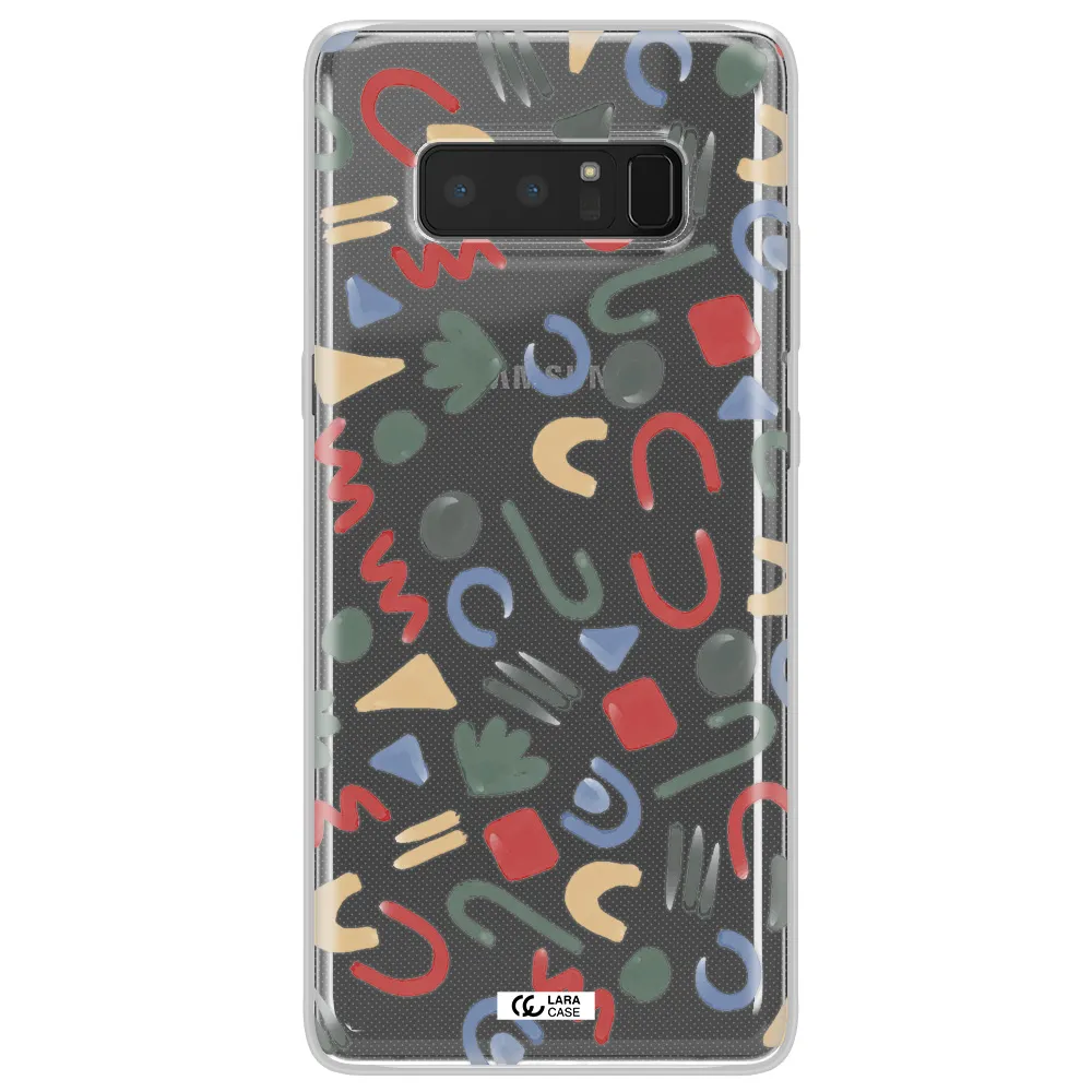 a pattern of colorful shapes Samsung Note 8 Clear TPU Case