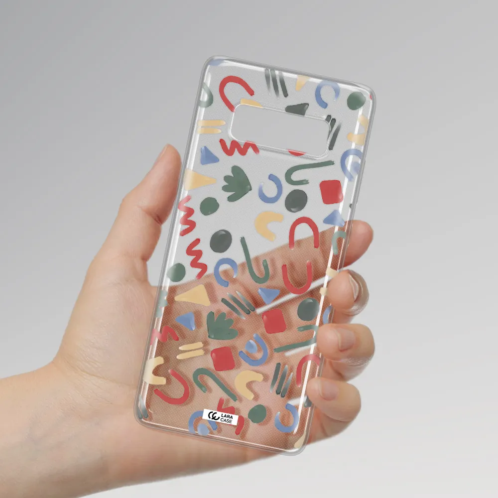 a pattern of colorful shapes Samsung Note 8 Clear TPU Case