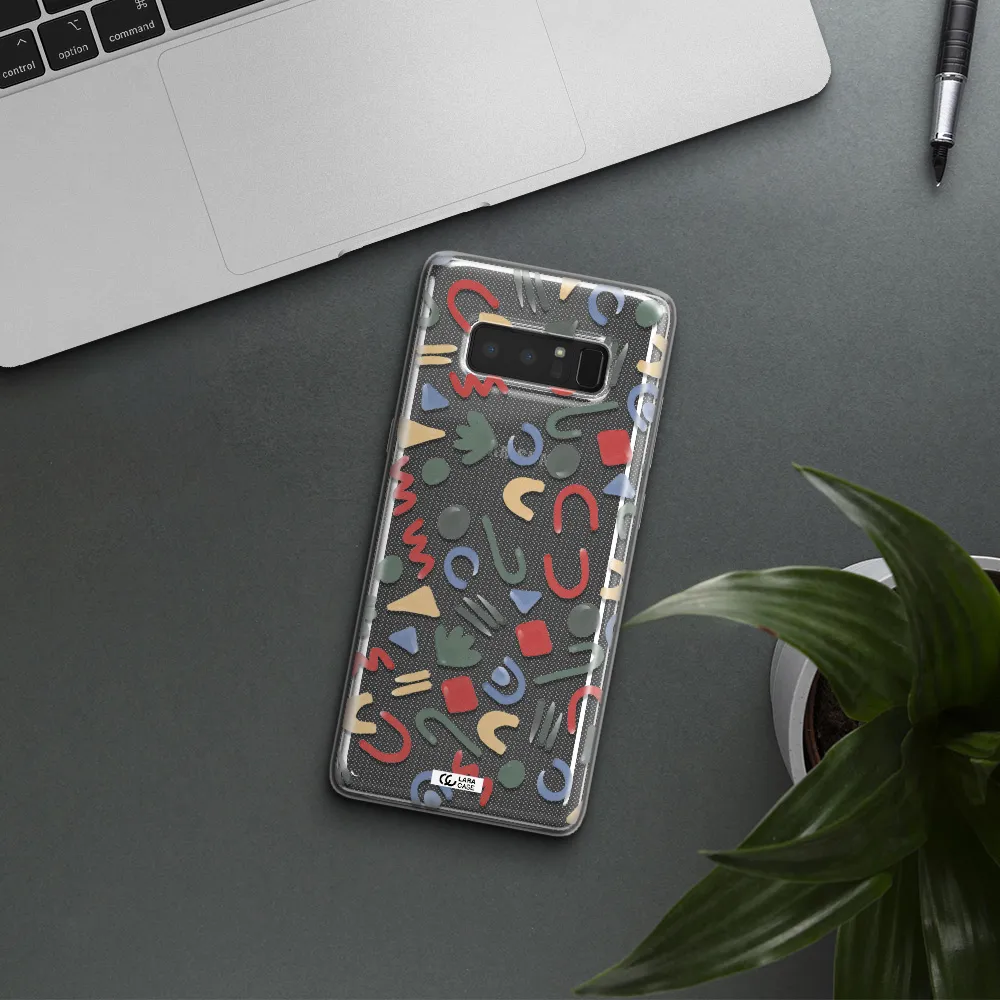 a pattern of colorful shapes Samsung Note 8 Clear TPU Case