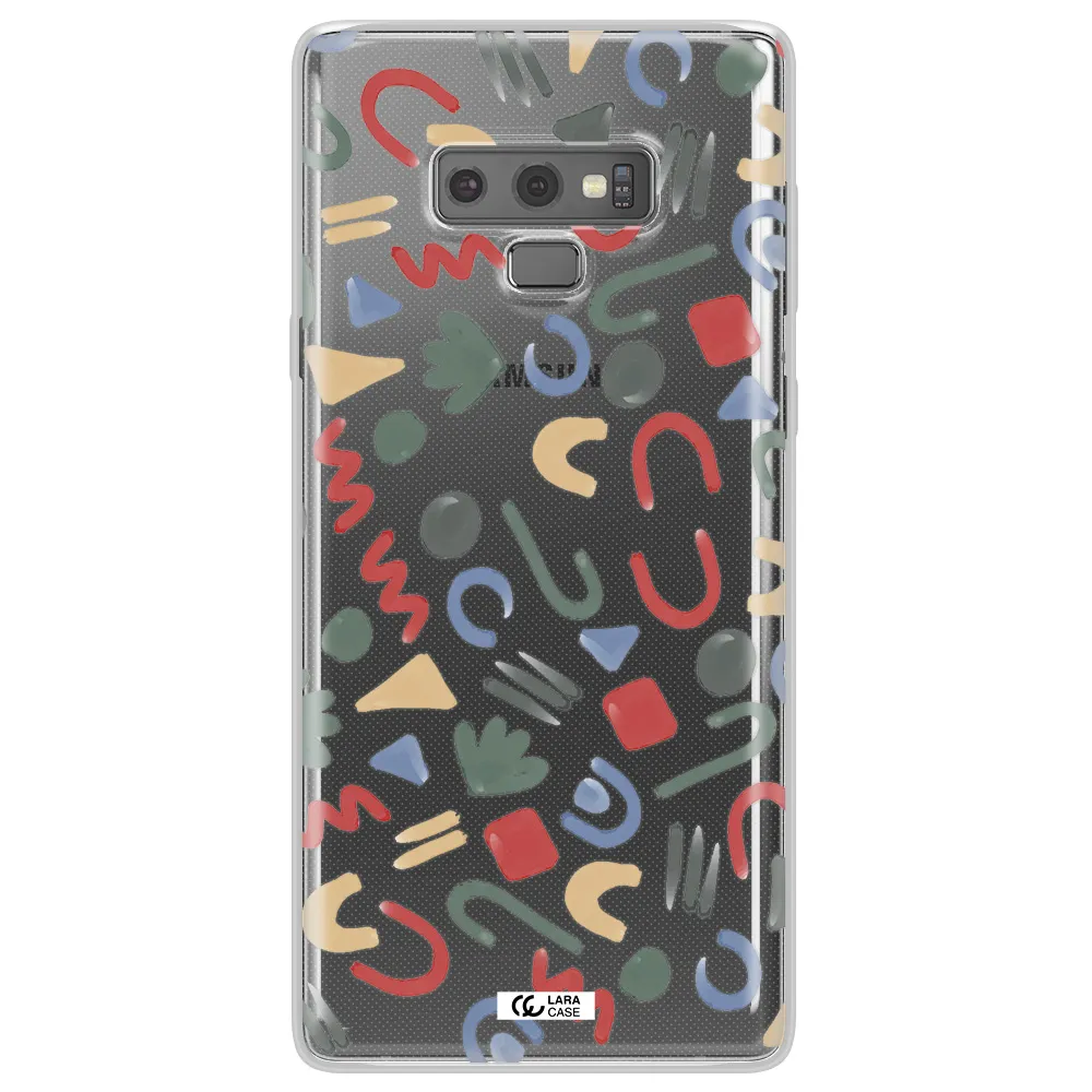 a pattern of colorful shapes Samsung Note 9 Clear TPU Case