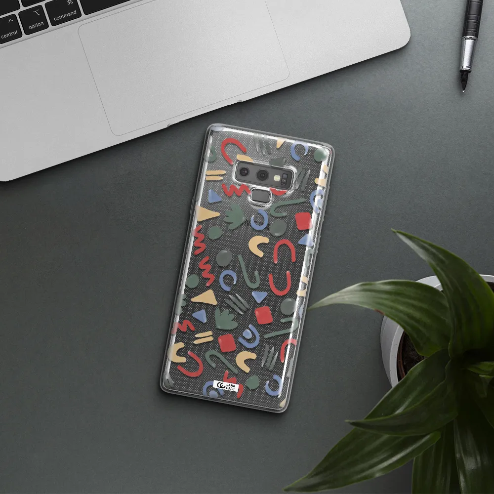 a pattern of colorful shapes Samsung Note 9 Clear TPU Case