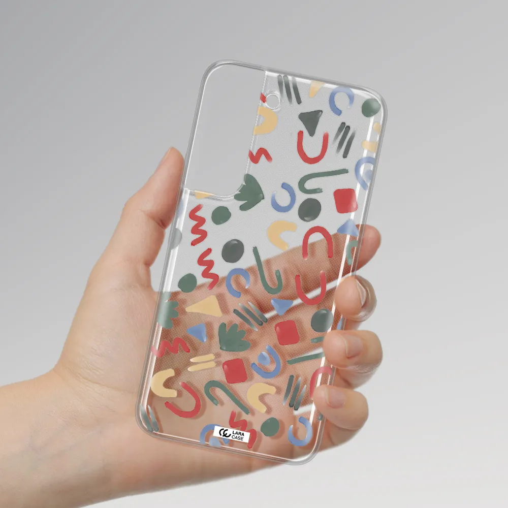 a pattern of colorful shapes Samsung S 22 Plus Clear TPU Case