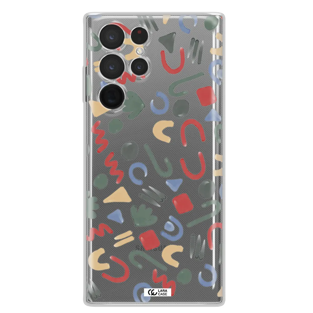 a pattern of colorful shapes Samsung S 22 Ultra Clear TPU Case
