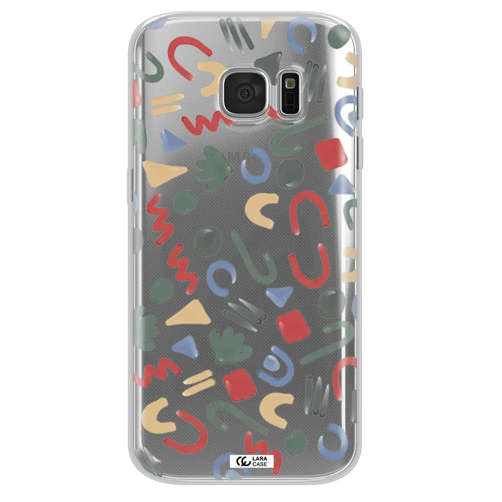 a pattern of colorful shapes Samsung S 7 Clear TPU Case