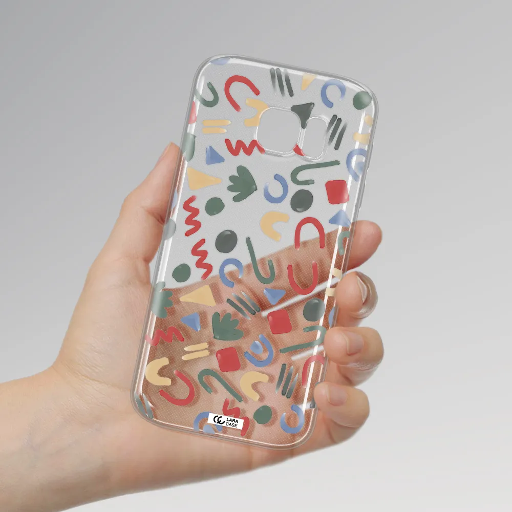 a pattern of colorful shapes Samsung S 7 Clear TPU Case